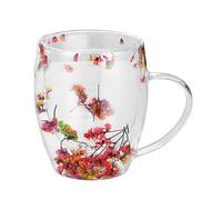 di floreale - da caffè a doppia parete con manico | Espresso Cappuccino Latte Tè Bevanda Calda | Vetro Trasparente Isolato, Piccolo Caffè, Bicchieri Floreali Decora
