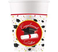 Di&Gi Bicchieri Carta 200 Ml Laurea - Complimenti Dottore - Blister 8 Pezzi