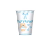 Di&Gi Bicchieri Carta 200cc. Battesimo Teddy Celeste - Blister 8 Pezzi