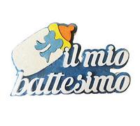 Di&Gi Scritta Polistirolo Il Mio Battesimo con Biberon Celeste Cm. 24x39x4