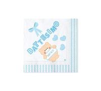 Di&Gi Tovaglioli Carta Cm. 33x33 Battesimo Teddy Celeste - Blister 20 Pezzi