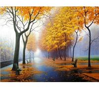 di Kit Iniziali Per Ricamo Prestampato Per Principianti,Paesaggio autunnale dopo la pioggia 11CT40x50cm,da Ricamo 11CT Punto a Croce Timbrato Fai-da-te, Linea Completa di Per Principianti Prestampati