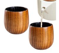 di legno - 2 pezzi riutilizzabili vecchio stile bicchieri da bere naturali set di tazze da whisky rustico, porta bevande fatto a mano | Tazze di legno per uomo compleanno tè caffè