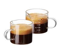 di misurazione espresso, per schiuma di latte, 7 x 7 x 5,5 cm, da latte tripla | bicchieri da caffè in trasparente | manico con bocca a forma di V, accessori