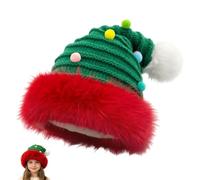 di Natale da donna, copricapo caldo e con pompon e bordo peloso | con un pompon sulla parte per Natale, per uomini, ragazzi, ragazze, famiglia, feste, Capodanno, servizi fotografici, attività