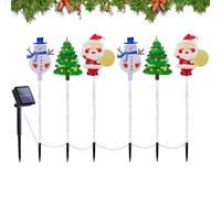 di Natale per esterni - 6 pezzi di figure di Babbo Natale per pali da giardino, per decorazioni esterne, per giardino, prato, terrazza