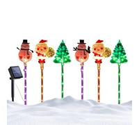 di Natale per esterni, 6 pezzi, impermeabili, per pupazzi di neve e Babbo Natale, pali da giardino, natalizie a energia solare, per giardino esterno