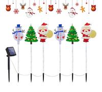di Natale per vialetti, 6 statuette da giardino su pali per decorazioni di feste, di Natale alimentate ad energia solare - per giardino esterno