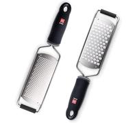di Oro Living Premium - Grattugia per grattugia al limone e formaggio, 2 pezzi, lame in acciaio inox 18/8, manici ergonomici (nero)
