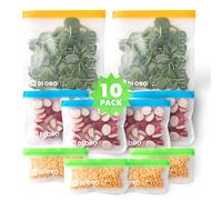 DI ORO® - Sacchetti per alimenti riutilizzabili - Silicone LFGB e senza BPA - Sacchetti riutilizzabili congelatore spessi, impermeabili e lavabili - Sistema di chiusura ziploc riutilizzabile e facile