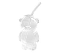di orso - Bicchiere in da 150 g con cannuccia a tema in cartone, carina, a prova di perdite, portatile, per acqua, latte, tè, caffè, bambini, adulti, studenti, viaggi, Ho