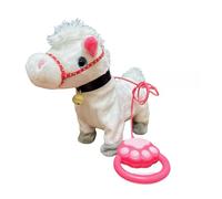 Di Peluche Elettrico - Morbido Peluche + ABS | Bambola Cavallo Interattiva Che Cammina E Canta 32x12x30 Cm Con Guinzaglio | Giocattolo Educativo Per Bambini 3 Anni In Su