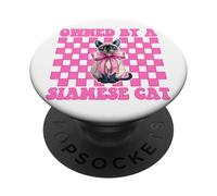 Di proprietà di una gattina siamese, gatta mamma, fiocco rosa da civetta PopSockets PopGrip Adesivo