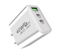 - di ricarica rapida 40 W - Connettore di ricarica a 3 porte super veloce - Alimentatore di tipo C PCD, connettore universale ignifugo multi-USB, di ricarica di tipo C