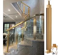 di ringhiere for scale in vetro e acciaio inossidabile dorato - Kit balaustra moderno for piscina, terrazza, cortile e ponte(Gold Mid Post,85cm)
