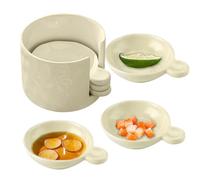 di salsa immersione - Mini piatti in ceramica da 4.33x3,54 pollici set per porzione di condimenti, contenitore di condimento con scatola di stoccaggio, vassoio del supporto per Snack