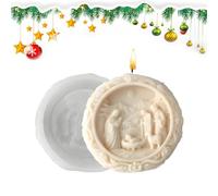 Di Silicone Natività Di Natale | Di Nascita Di Gesù Religioso | Stampo Artigianale Rotondo 3D Per Candela, Fondente, Resina, Gesso | Stampo In Silicone Multiuso Per Cottura, Sa