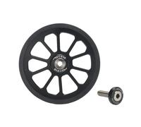 di Supporto con Asta Titanio per Bici Pieghevole Ruota di Servizio con Cuscinetti Doppi Cerchio Metallico a Raggi Fresato Cnc Battistrada in Gomma, Nero, 72 Mm