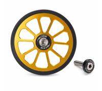 di Supporto con Asta Titanio per Bici Pieghevole Ruota di Servizio con Cuscinetti Doppi Cerchio Metallico a Raggi Fresato Cnc Battistrada in Gomma, Oro, 72 Mm
