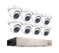 Di Telecamere Sicurezza CCTV HD 1080P A 8 Canali, Registratore DVR HD-TVI Con Filtro IR Impermeabile, Telecamera A Cupola Cablata Da 2 MP(1T,White Camera)