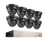 Di Telecamere Sicurezza CCTV HD 1080P A 8 Canali, Registratore DVR HD-TVI Con Filtro IR Impermeabile, Telecamera A Cupola Cablata Da 2 MP(None,Black Camera)