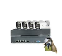 Di Telecamere Sicurezza CCTV PoE Da 5 MP, Kit Videosorveglianza Domestica, Telecamera IP Esterna Con Audio NVR A 4 Canali(4CH 4 Bullet Camera)