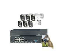 Di Telecamere Sicurezza CCTV PoE Da 5 MP, Kit Videosorveglianza Domestica, Telecamera IP Esterna Con Audio NVR A 4 Canali(6CH 6 Bullet Camera)