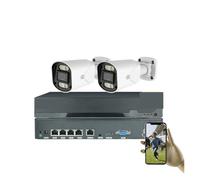 Di Telecamere Sicurezza CCTV PoE Da 5 MP, Kit Videosorveglianza Domestica, Telecamera IP Esterna Con Audio NVR A 4 Canali(2CH 2 Bullet Camera)