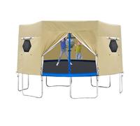 di trampolino-recinzione resistente alle intemperie con porta con cerniera, finestre in rete e tessuto protettivo UV | Riparo all'aperto per il gioco del cortile, pigiama party, attività per bam