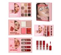 di trucco viso completo,Blush modulare a tre strati lunga tenuta pieghevole,Scatola di ombretti e Highlighter - per maturo matrimonio di sposa ballo di fine anno, ufficio, serate di