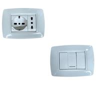 Di Tutto Per Tutti® 2X Kit Incasso 503 Compatibile Con serie Living Light, 1x punto presa Schuko e bipasso, 1x punto Luce Interruttore1P e 2 Copriforo. Colore Bianco