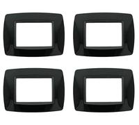 Di Tutto Per Tutti® 4 Pezzi Placche 3M Compatibile Con Living Light, Placche Plastica Bombata (Nero)