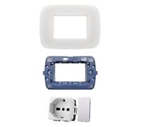 Di Tutto Per Tutti® Blocco Presa da Incasso 3 Posti con Placca Premontata Bianca, Presa Universale P40 250V 16A + Copriforo Falso Polo, Completo di Supporto e Viti di Montaggio