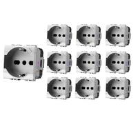 Di Tutto Per Tutti® - Set 10 Prese Elettriche da Muro Compatibili con BTicino Living International e Living Light - Bipasso 10/16A e Schuko Universale 2P+T 250V da Incasso (10 X Schuko, Argento)
