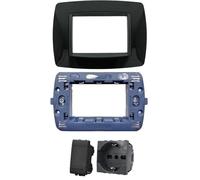 Di Tutto Per Tutti® Set Completo 4 Pezzi Living Light Compatibile, 1 Placca 3 Posti, 1 Supporto 3 Posti, 1 Shuko 2P + T e 1 Interruttore 1P 16A 250V, Nero