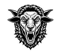 di una testa di ariete con zanne Adesivi murali 54.6x54.9cm Cultura del tatuaggio Nero