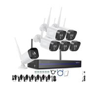 Di videosorveglianza con NVR da 5 MP Telecamere IP 3 Registrazione di telecamere sicurezza Kit CCTV rilevamento AI(None,6PCS Cameras)