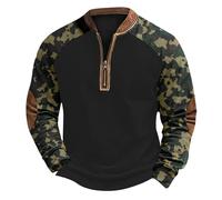 Di Yi Jia1 Felpa Tattica da Uomo All'aperto Felpa Mimetica Sportiva Tattica Militare Felpa retrò Oldschool con Mezza Zip Pullover L