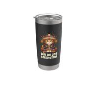 Dia De Los Meowtos Messicano Cat Souls Day Dia De Los Muertos Bicchiere termico in acciaio inox doppia parete
