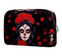 Dia De Los Muerto - Beauty case da donna, con teschio e teschio, da viaggio, grande, con cerniera, Multi, 18.5x7.5x13cm/7.3x3x5.1in, Beauty case