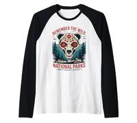 Dia de Los Muertos Calavera Bear Proteggere i Parchi Nazionali degli Stati Uniti Maglia con Maniche Raglan