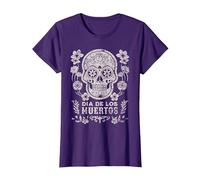 Dia De Los Muertos Messico Sugar Skull Maglietta, Donna, Viola, XL