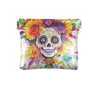 Dia De Los Muertos - Portamonete in pelle PU con scheletro messicano, per uomo e donna