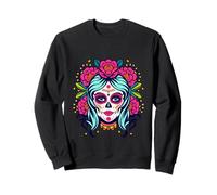Dia De Los Muertos Teschio di Zucchero Floreale La Catrina Halloween Felpa
