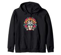 Dia De Los Muertos Teschio di Zucchero Floreale La Catrina Halloween Felpa con Cappuccio