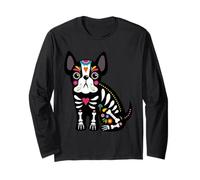 Dia de Los Muertos - Teschio Messicano per Gli Amanti dei Cani, per Halloween Maglia a Manica