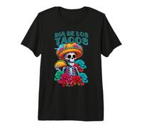Dia De Los Tacos Scheletro Sombrero Dia De Los Muertos Floreale Maglietta Premium