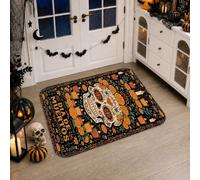 Dia De Muertos Sugar Skull Los Runner Tappeto 2x3 | Motivi floreali di calendula, tappeto runner d'ingresso, tema vacanza culturale, accenti decorativi per pavimenti