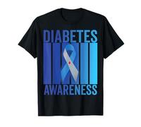 Diabete Consapevolezza Righe Nastro Blu Goccia Vita Maglietta