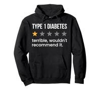 Diabete di tipo 1 Valutazione a una stella Consapevolezza del diabete giovanile Felpa con Cappuccio